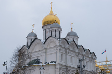 The Cathedral of Archangel Michael (Archangel Cathedral) in the Cathedral square of the Moscow Kremlin, Russia.
