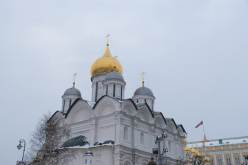 The Cathedral of Archangel Michael (Archangel Cathedral) in the Cathedral square of the Moscow Kremlin, Russia.
