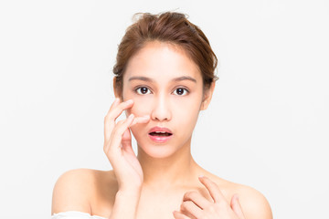 beauty girl of half latina and half asian, beauty and cosmetics image
