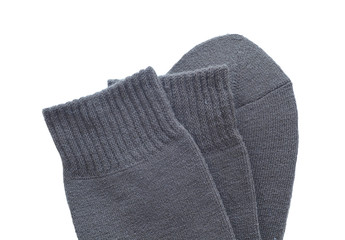 Black cotton sock isolated on a white background