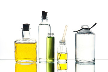 Various medicine or cosmetic bottles