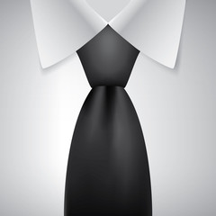 Realistic necktie and white shirt vector illustration