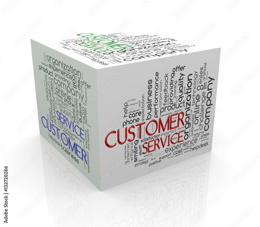 Wall mural 3d cube word tags wordcloud of customer service