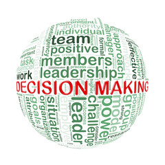 Obraz premium Wordcloud word tags ball of decision making