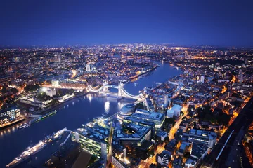 Fotobehang London aerial view with Tower Bridge, UK © Iakov Kalinin
