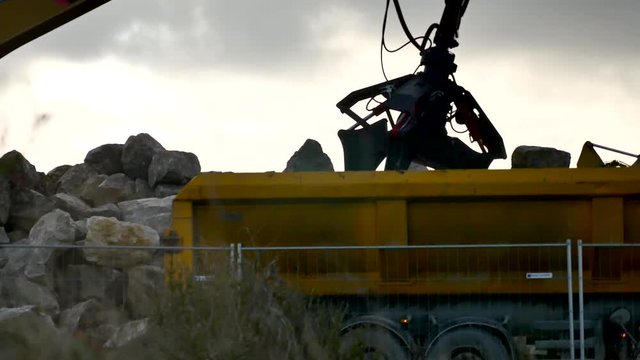 grue et son grappin en action