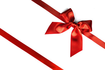 Red ribbon bow on white