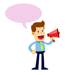 Businessman Speaking Through a loudspeaker