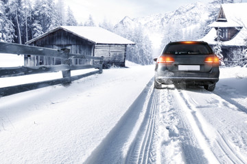 winter car and winter landscape 