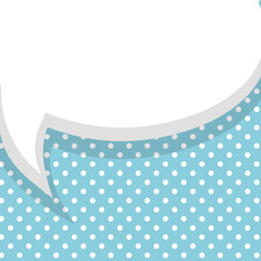 Blank blue balloon template for boy, son. Dot background style pop art. Clear speech bubbles halftone. Comic text talk dialog empty cloud. Creative idea conversation pastel color drawing box