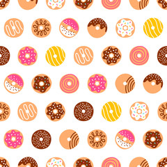 Doodle donuts pattern on white background