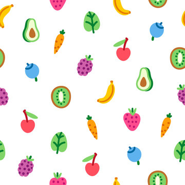 Veggies and fruits cartoon pattern