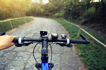Fototapeta na wymiar riding mountain bike on forest trial