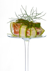 Entree with ham, zucchini and basil