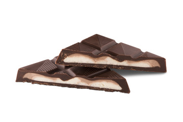 Chocolate piece isolated at white background