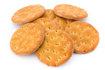 Short pastry cookies isolated on white background.