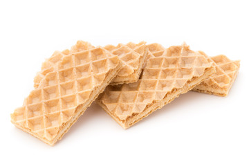Waffle with crem isolated on white background.