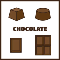 Set of chocolate icons. Sweet food