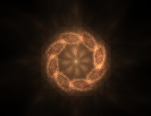 Abstract fractal red background with crossing circles and ovals. disco lights. Motion illustration.