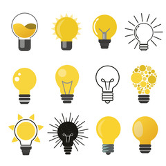 Light bulb, idea, creative flat vector icons set.