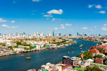 Landscape  Bangkok city, Chao Phraya river ,Bangkok,Thailand
