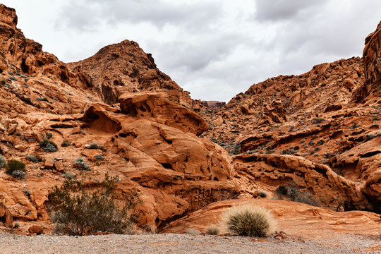 Scenic Landscape of Rock Formations at Valley of Fire State Park, southern Nevada, USA
