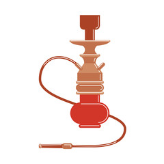 Isolated hookah on white background. Red arabic smoking pipe. Eastern culture.