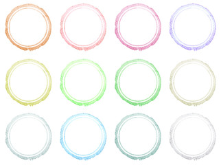 Set of Hand drawn watercolor circle frames.