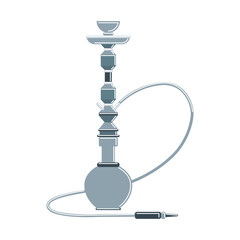 Isolated hookah on white background. Silver arabic smoking pipe. Eastern culture.