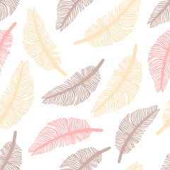 Seamless pattern with colored feathers.