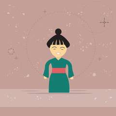 Asian Woman Asia Cartoon Character Mix Race Businesswoman Flat Vector Illustration