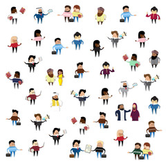 Group of Business People Cartoon Mix Race Businesspeople Set Vector Illustration