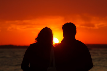couple in love watching sunset