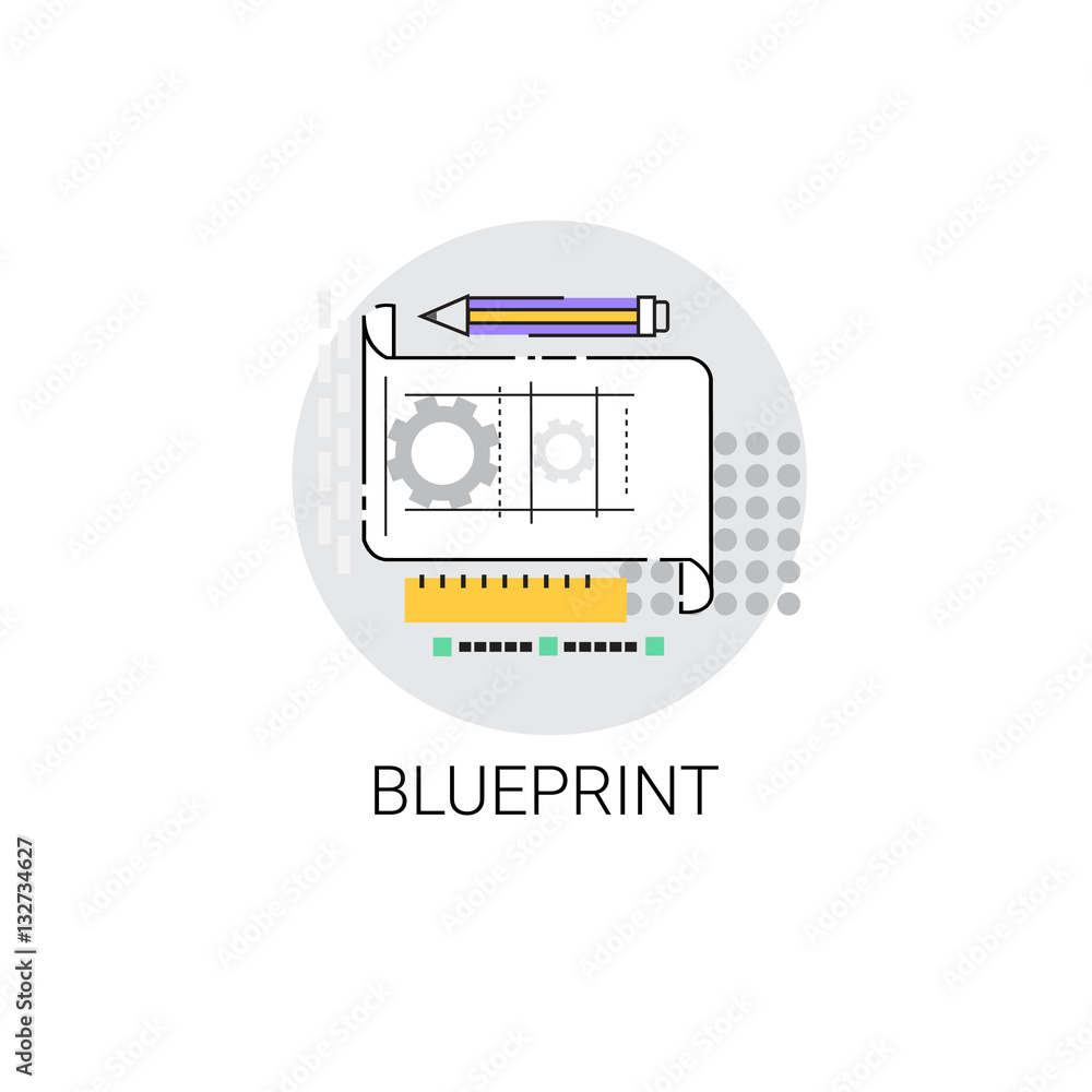 Poster blueprint architecture design development icon vector illustration