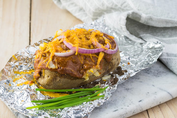 Loaded baked potatoes.
