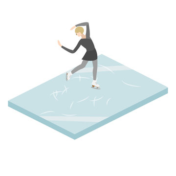 Figure skater in ice vector illustration isometric