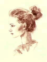 fashion watercolor portrait - 132736235