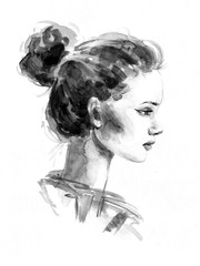 fashion watercolor portrait - 132736269