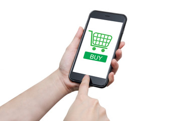 buy button with the shopping cart on the screen