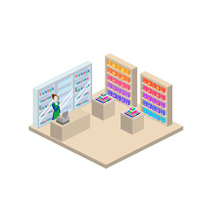 Grocery store isometric 3d vector illustration