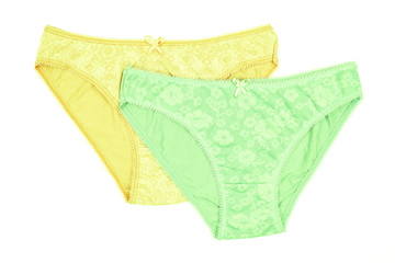 Women's cotton panties flowered isolated on white background.