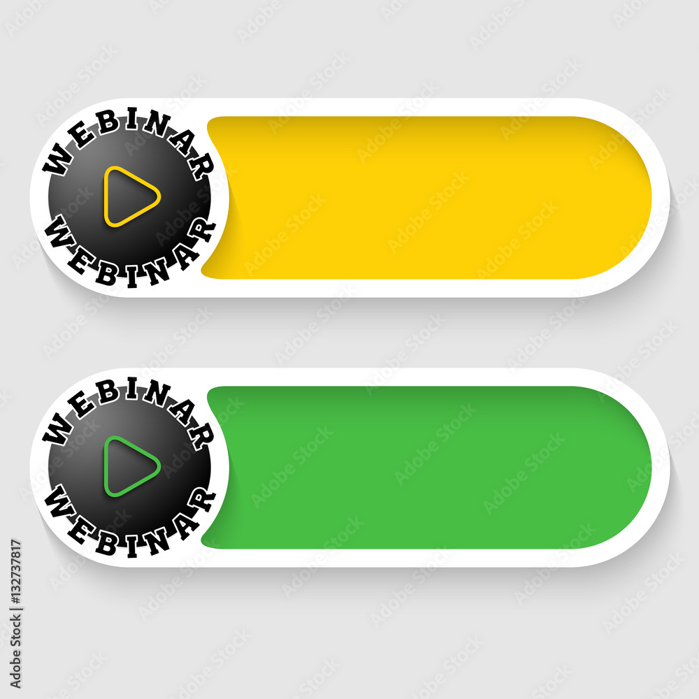 Poster set of two vector abstract buttons and webinar icon