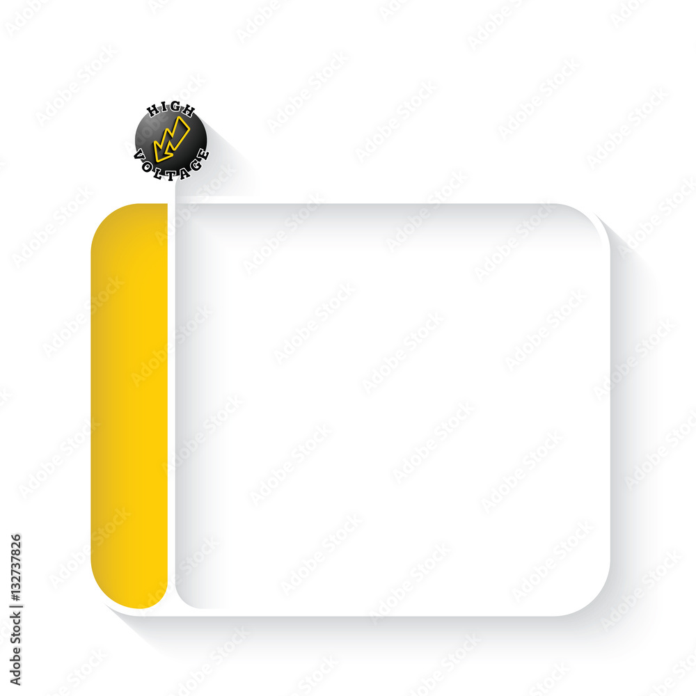 Poster white text box for your text and high voltage icon