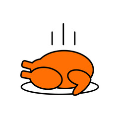 Sign of grilled chicken, roast turkey. Vector Linear flat