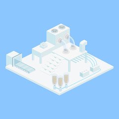 Obraz premium Isometric factory or laboratory icons set vector illustration