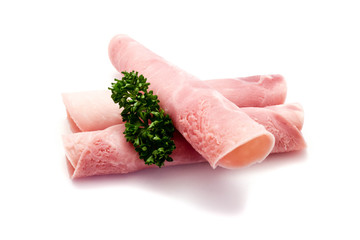 Kochschinken isoliert auf weiß