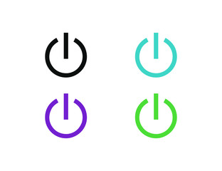 Vector set of colorful power button icons