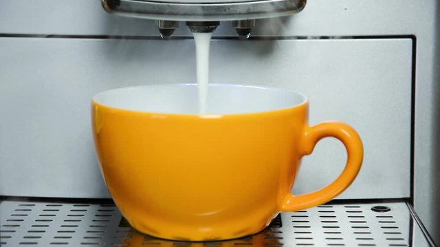 Coffe machine making automatically a cappuccino with milk froth