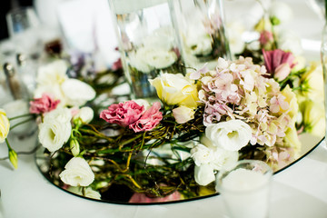 Flower wedding decoration on the table