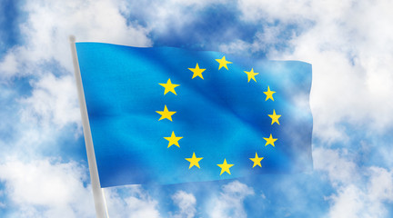  Europe flag on blue background. 3d illustration